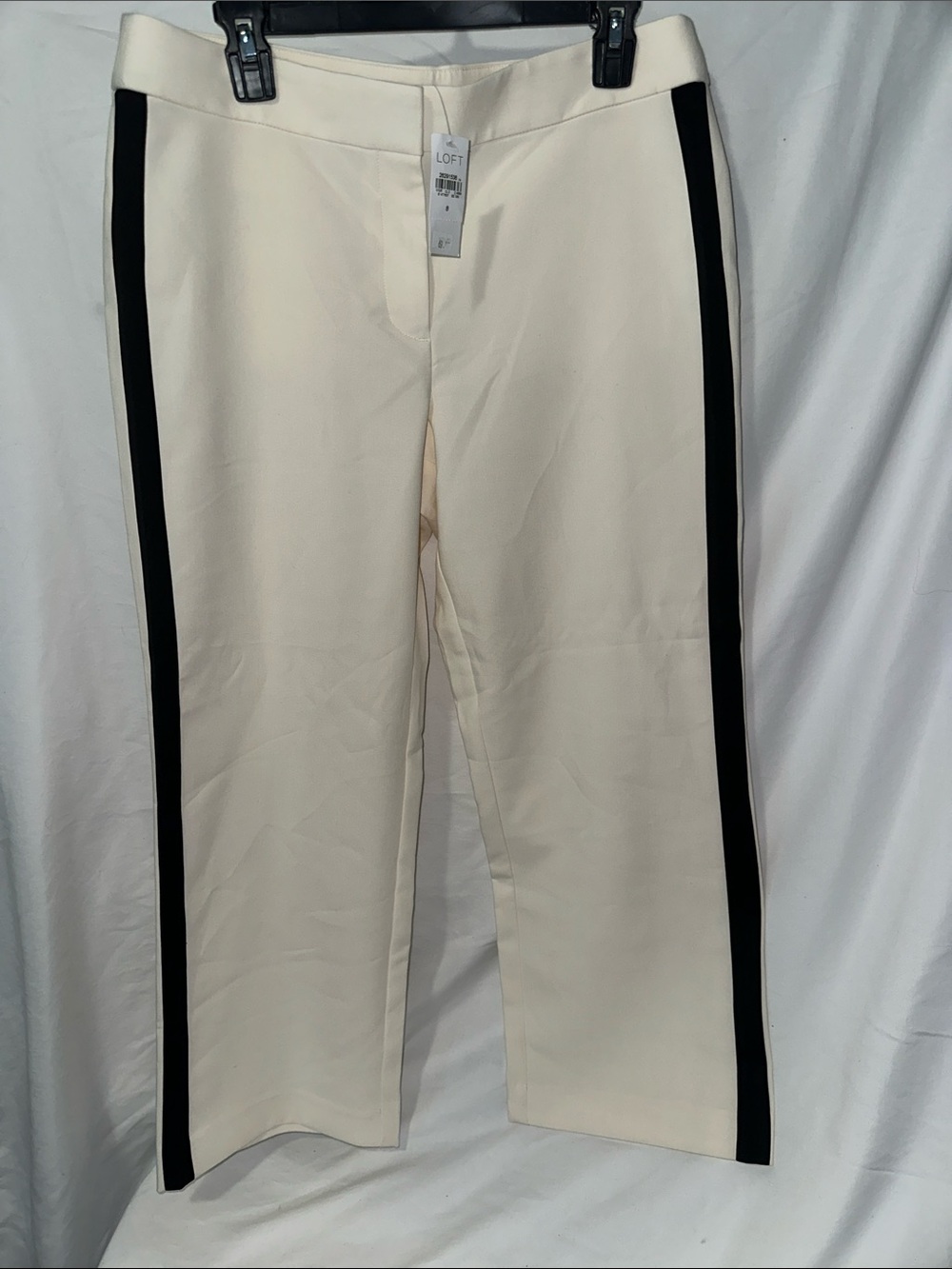 LOFT Cream Pants with Black Side Stripes